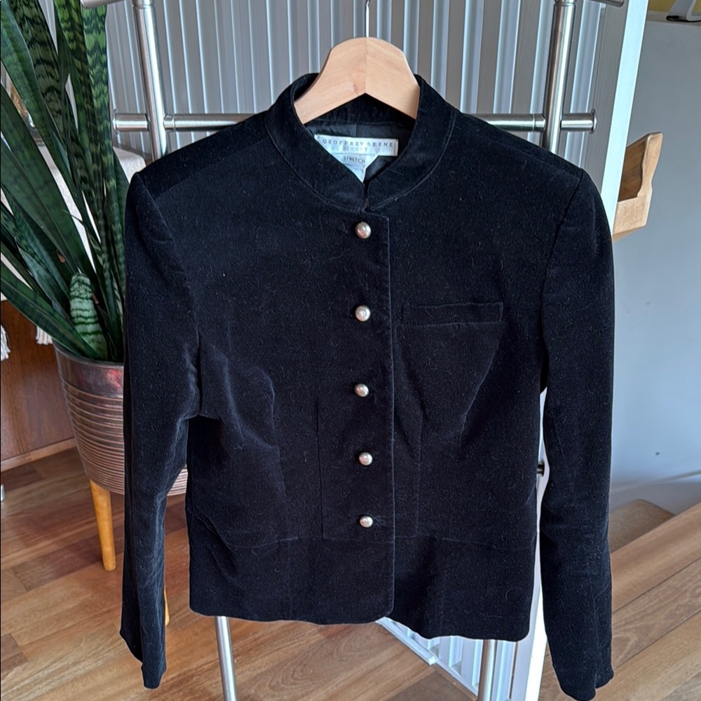 Geoffrey Beene Black Velvet Stretch Suit Jacket
